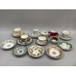 A collection of 19th century and later cabinet cups and saucers including one named for Robert