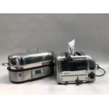 Dualit toaster with toaster rack together with Sage multi steamer with two steam pans and lid