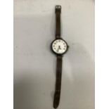 A WWI gentleman's wristwatch in a silver case no. 2683663 Swiss manual jewelled lever movement,
