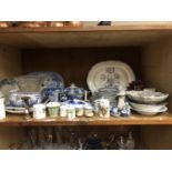A quantity of porcelain comprising 19th century blue and white dinner plates, dessert plates, side