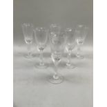 A set of six Igor Karl Fabergé glasses of snow dove design, the frosted glass stem modelled as a