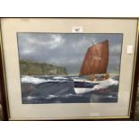 Bill Wedgwood, Lifeboat Off Robin Hoods Bay, Whitby, pastel, signed to lower right, framed 27.5cm