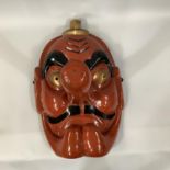 EARLY 20TH CENTURY TAISHO JAPANESE NOH MASK of an angry Tengu modelled with elongated nose, red