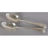 A PAIR OF GEORGE III SILVER SPOONS IN OLD ENGLISH PATTERN, each monogramed J B, LONDON 1809 for