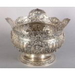 A LATE 19TH/EARLY 20TH CENTURY GERMAN .800 silver fruit bowl, pierced and embossed with floral