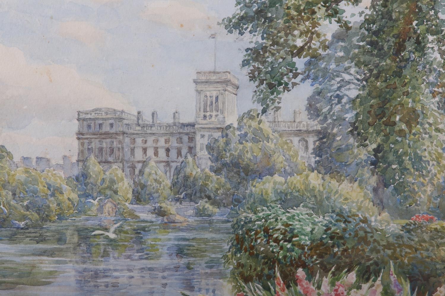 ARR BEATRICE PARSONS RA (1870-1955), 'The Foreign Office', St James's Park with iris, watercolour, - Image 3 of 5