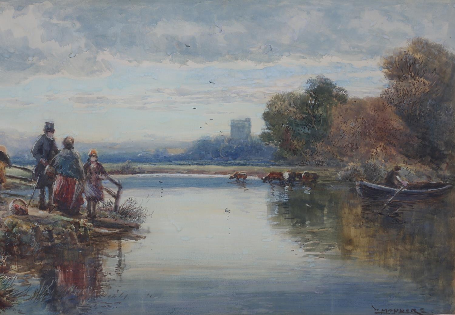 WILLIAM MANNERS R.B.A. (1860-1930), 'A Riverside View' and 'Waiting for the Ferry', watercolour, - Image 2 of 6