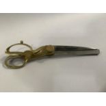 T WILKINSON AND SON OF SHEFFIELD TAILOR'S SCISSORS with brass handles and steel blades, the