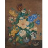 ENGLISH SCHOOL, EARLY 20TH CENTURY, Still life of summer flowers held in a vase with snail,