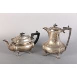 A GEORGE V SILVER TEA POT AND COFFEE POT, Sheffield 1913, James Deakin & Sons, each of oval
