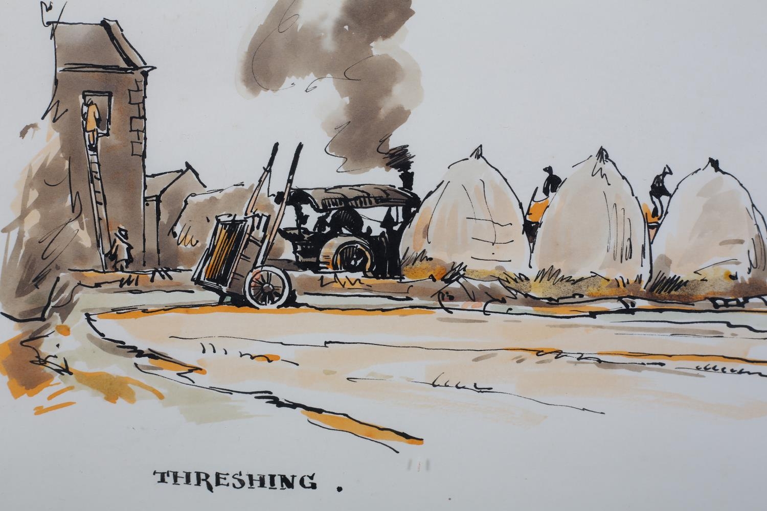 ARR FRED LAWSON (1888-1968), Threshing no. 83 from the artist's 'Book of Drawings' 1935, - Image 3 of 4