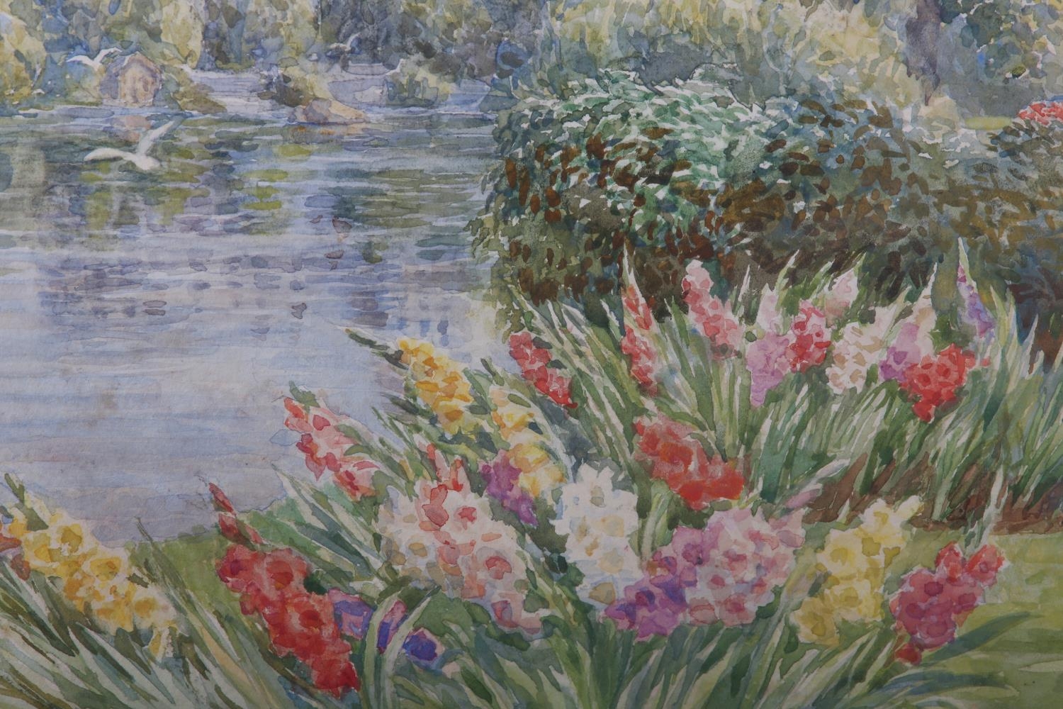 ARR BEATRICE PARSONS RA (1870-1955), 'The Foreign Office', St James's Park with iris, watercolour, - Image 4 of 5