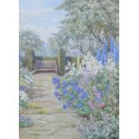 ARR BEATRICE PARSONS RA (1870-1955), Garden seat 'Abbotswood', Sussex, watercolour, signed to
