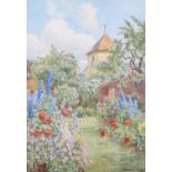 ARR BEATRICE PARSONS RA (1870-1955), Walled garden with summer borders, watercolour, signed to lower