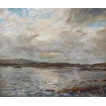 ARR HERBERT F ROYLE (1870-1958), Loch Leosavay, North Harris, rain cloud gathering, oil on board,