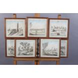 AN EUROPEAN 19TH CENTURY SET OF EIGHT VIEWS OF NANJING AND THE PORCELAIN TOWER, on the banks of