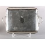 AN EARLY 20TH CENTURY CONTINENTAL SILVER TRAY of rectangular outline with rounded corners, two