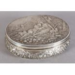 A 19TH CENTURY SILVER BOX, LONDON (import) 1897 for William Moering of oval outline the hinged lid