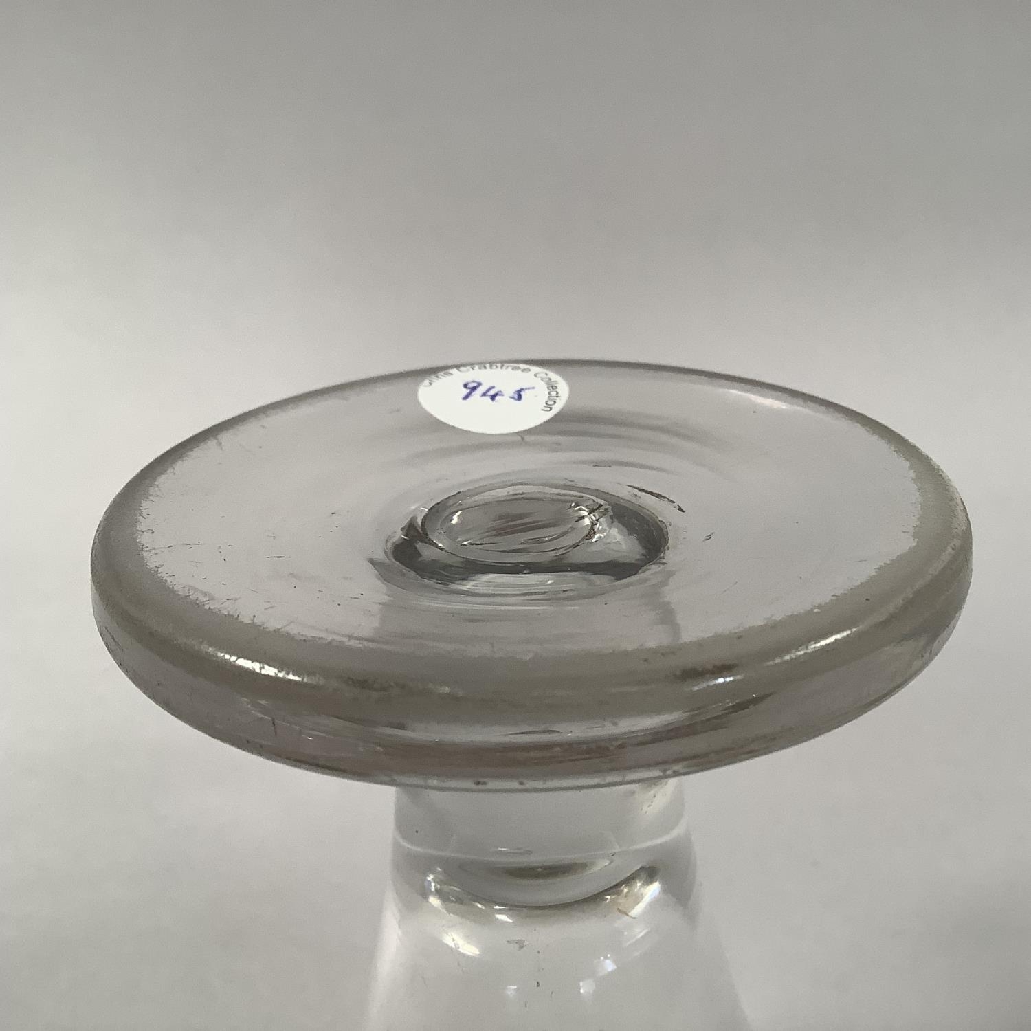 A MID 18TH CENTURY FIRING GLASS, the bucket bowl drawn into a short solid stem on a thick conical - Image 4 of 4