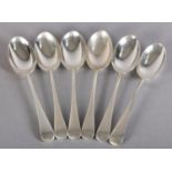 A SET OF SIX GEORGE V SILVER DESSERT SPOONS OF OLD ENGLISH PATTERN, all initialled M, hallmarked