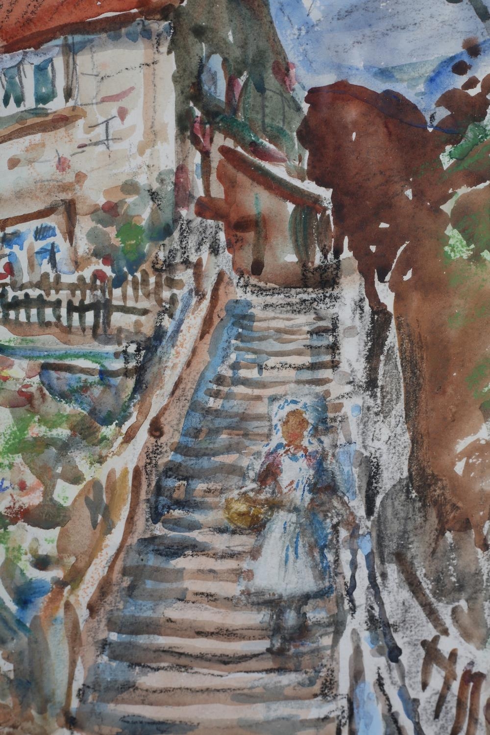 ROWLAND HENRY HILL (1873-1952), Cottage at Runswick Bay, with figure on steps, watercolour and - Image 3 of 4