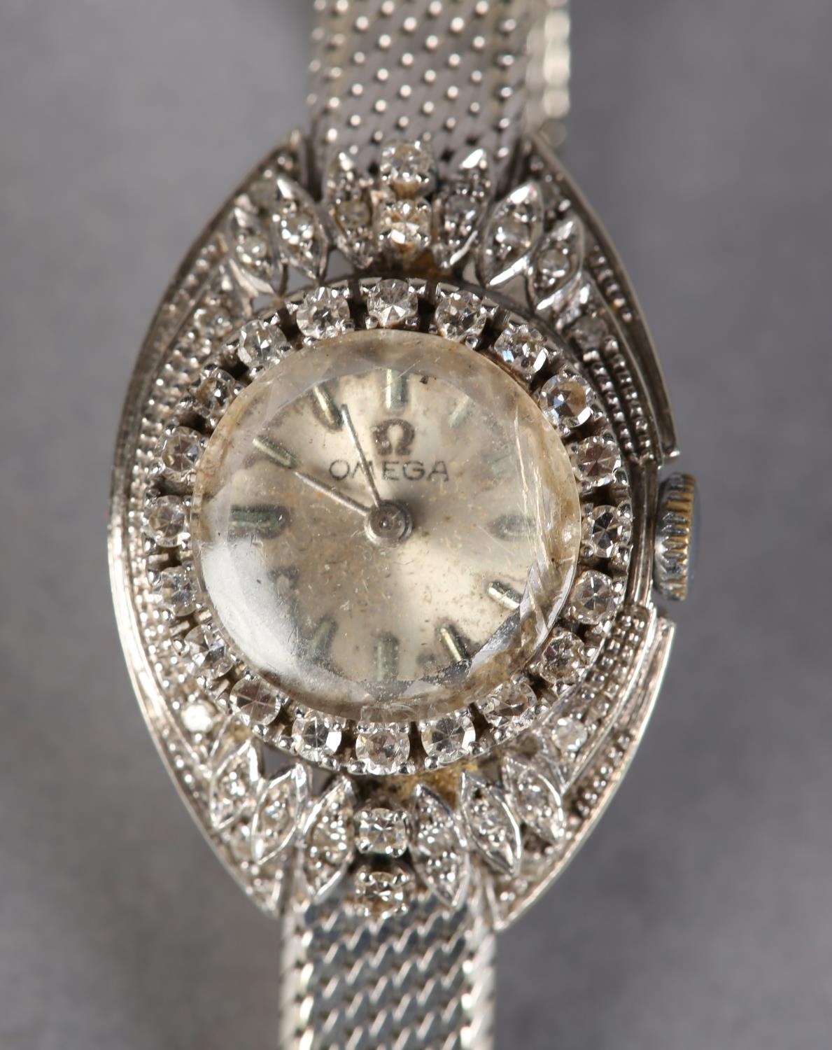 AN OMEGA LADY'S DIAMOND COCKTAIL WRISTWATCH, c.1965, 17 jewelled 484 movement No. 22672309, silvered - Image 3 of 4