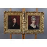 ENGLISH SCHOOL 19TH CENTURY, a pair of head and shoulder portraits of man and wife, in