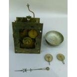 A clock movement, the back plate marked W Francis Birmingham, with bell and pulleys