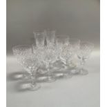 Quantity of Brierley glassware in original boxes comprising seven bud wine glasses, two champagne