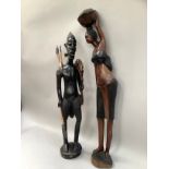 Two wooden carved Gambian tribal figures
