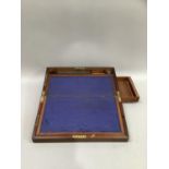 19th century mahogany writing slope, with fitted interior, two inkwells, the front bearing bone