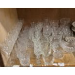 Quantity of glassware comprising dessert bowls, whisky tumblers, wines, sherry glasses, jug, pair of