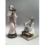 Lladro figure of 'Geisha flower arranger' model no.4840, stamped to base, 18cm high together with