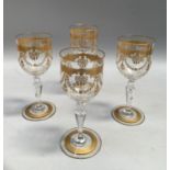 Four Victorian wines with gilt swag decoration