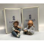 Lladro figure Lazy Day no.2210, Long Day no.2209 both in original boxes