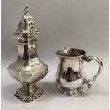 A George VI silver sugar caster. London 1936 for Goldsmiths and Silversmiths Co. Ltd. of tapered,