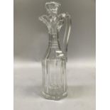 Victorian cut glass decanter, vertically panel cut, the spout with scalloped edge, the base star