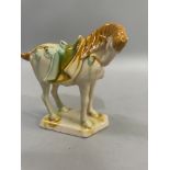 Chinese Sancai glazed ceramic Tang style horse, impressed mark to base, in cloth bound box, 11cm