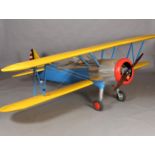 A large flying scale model of a Boeing Model 75 'Stearman' bi-plane, petrol engine, radio