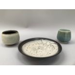 Peter Sparrey British (b1967) A Studio raku pottery dish, shallow circular form on foot, 20cm