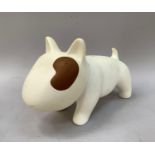 Composite money box by Tapas, modelled as a bull terrier, 14 cm high.