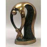 SAR Serge Sarkis Russian (b1938), First Step, polished and verdigris patinated bronze sculpture,