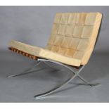 A Barcelona chair, chrome and leather, after the original design by Mies Van der Rohe for the German