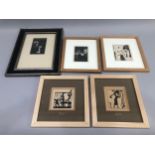 Eric Gill (1882-1940), five limited edition woodblock prints, from the series The Harem, Autumn