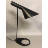Anne Jacobsen (1902-1971) for Louis Poulsen 'Visor' adjustable matt black metal table lamp with cone