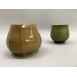 Peter Sparrey British (b1967) A Studio pottery vase, caramel and mouve glaze, panelled ovoid form,