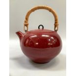 Peter Sparrey British (b1967) A Studio pottery vase sang de boeuf glaze tea pot, compressed
