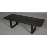 George Nelson for Herman Miller c1950s, black finished 'bench' or coffee table, of railed design