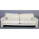 Saporiti, Italy c1970s, Sofa, designed by Giovanni Offredi, upholstered in cream fabric, 230cm