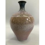 Peter Sparrey British (b1967) A Studio porcelain vase, rutile glaze in sea green to mauve, ovoid,